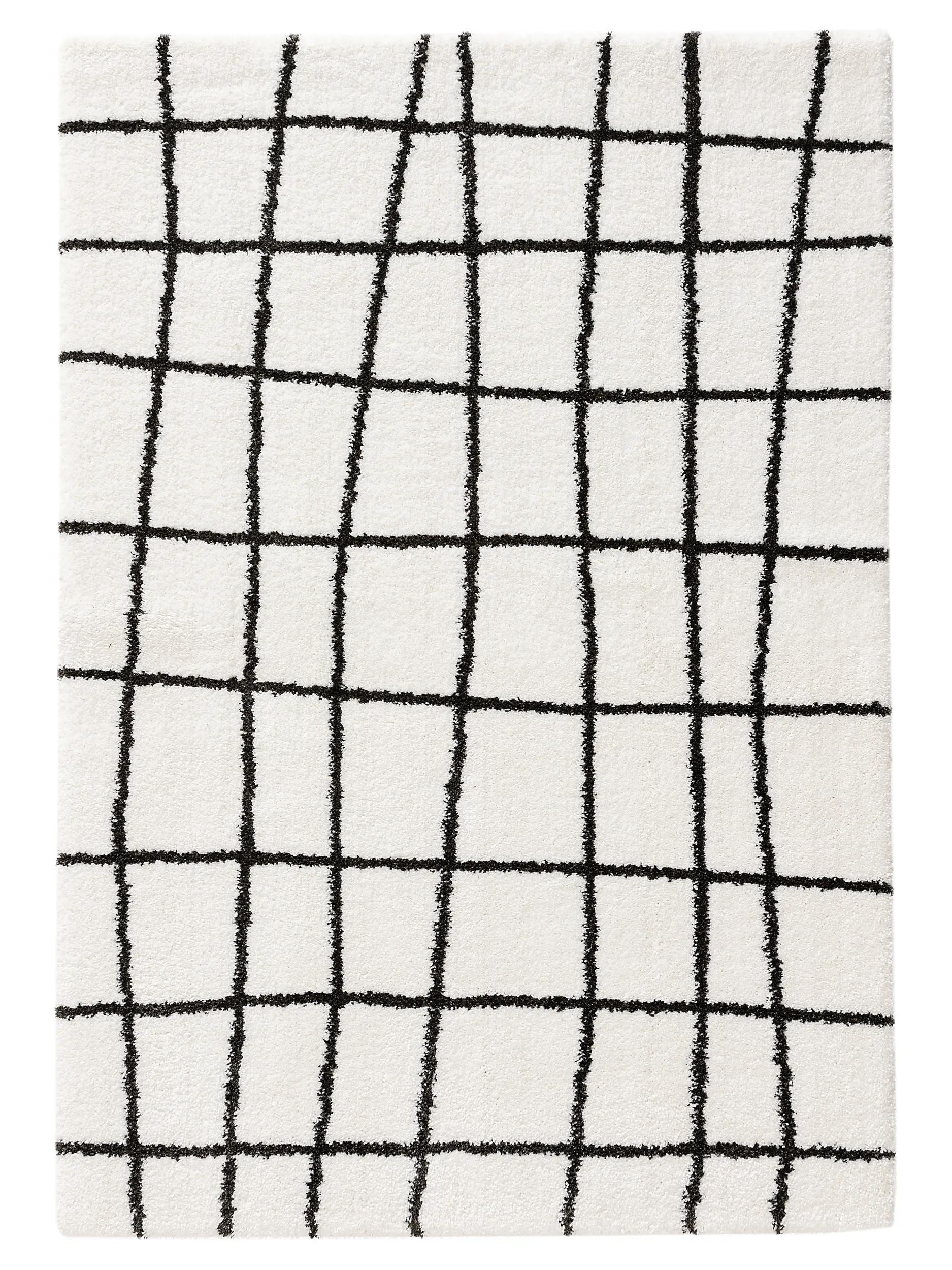 Shaggy rug Louise Black/White