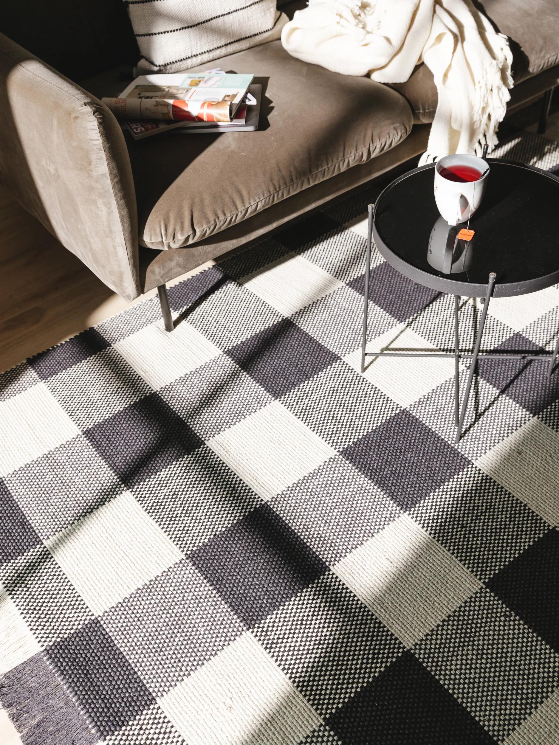 Cotton Rug Lucy Black/White