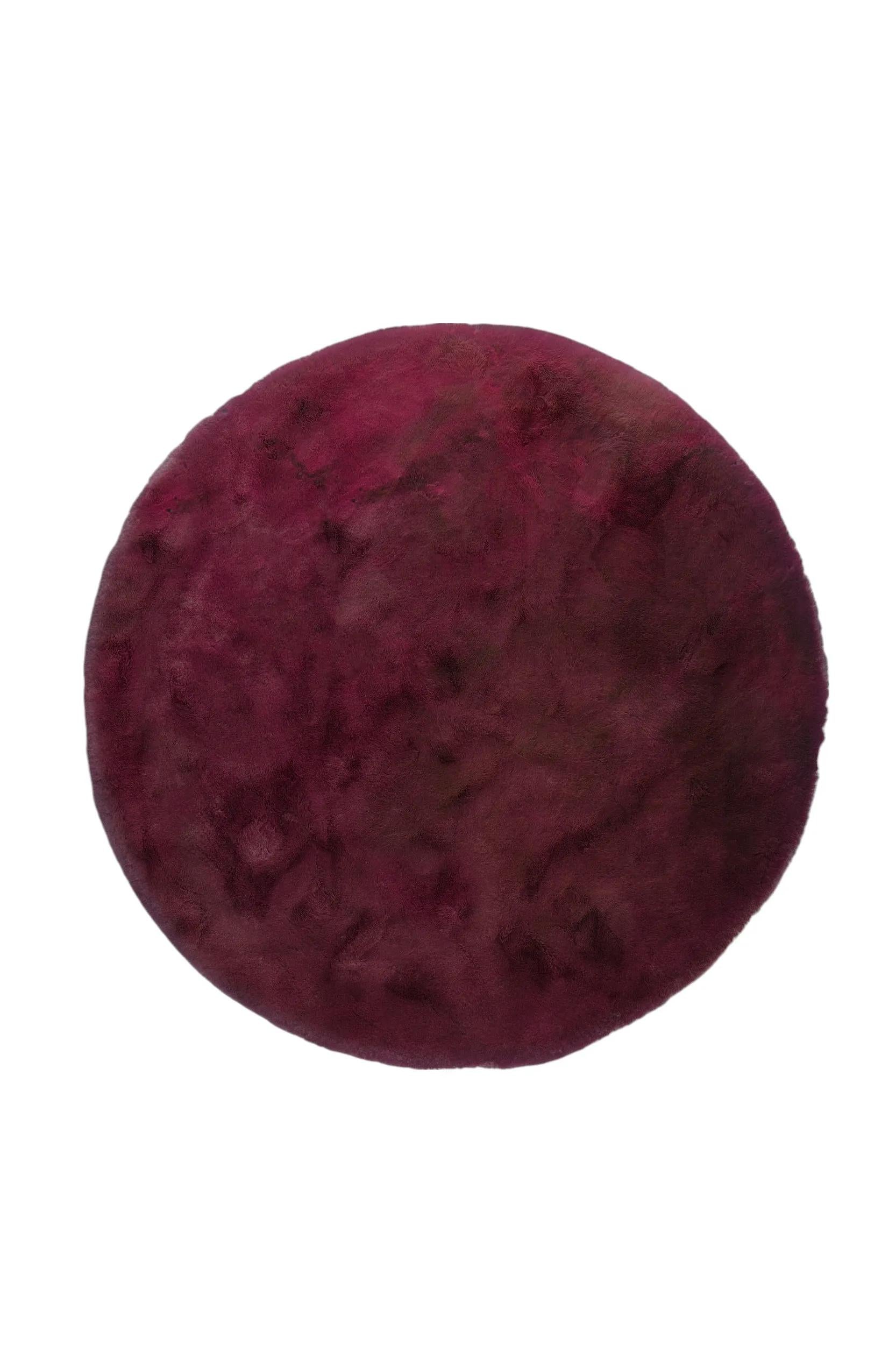 Shaggy Round Rug Lux Bordeaux