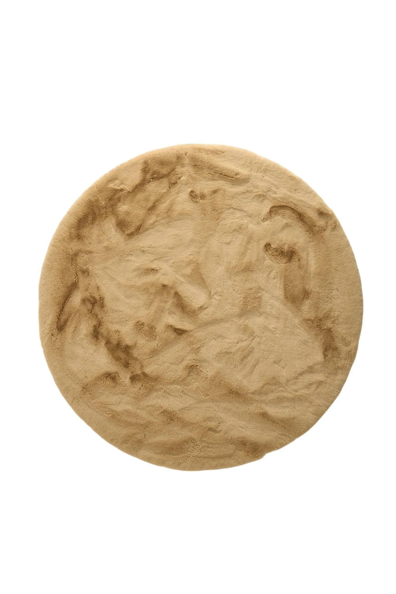 Shaggy Round Rug Lux Light Brown