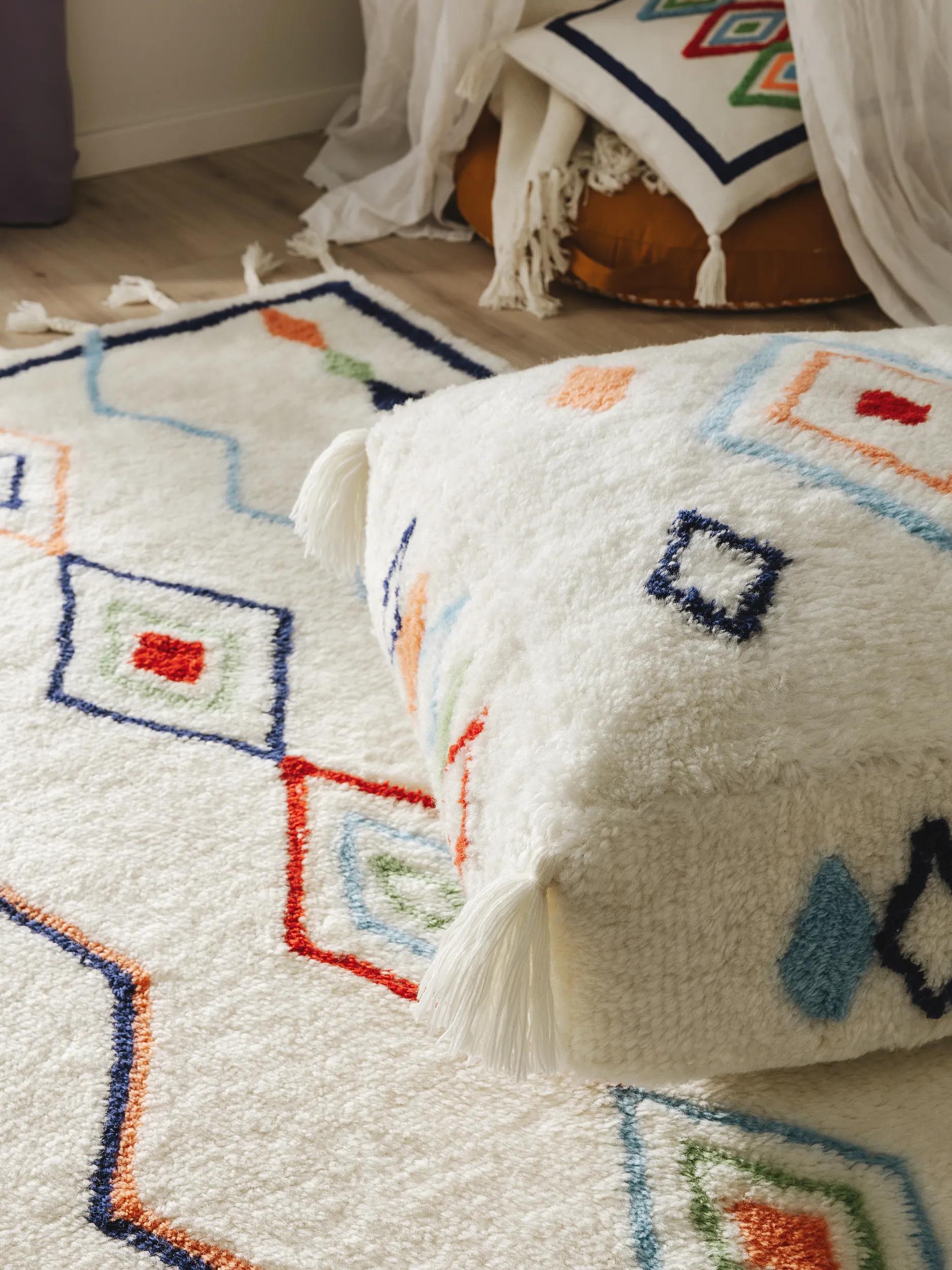 Handmade Wool Pouf Malika Multicolour