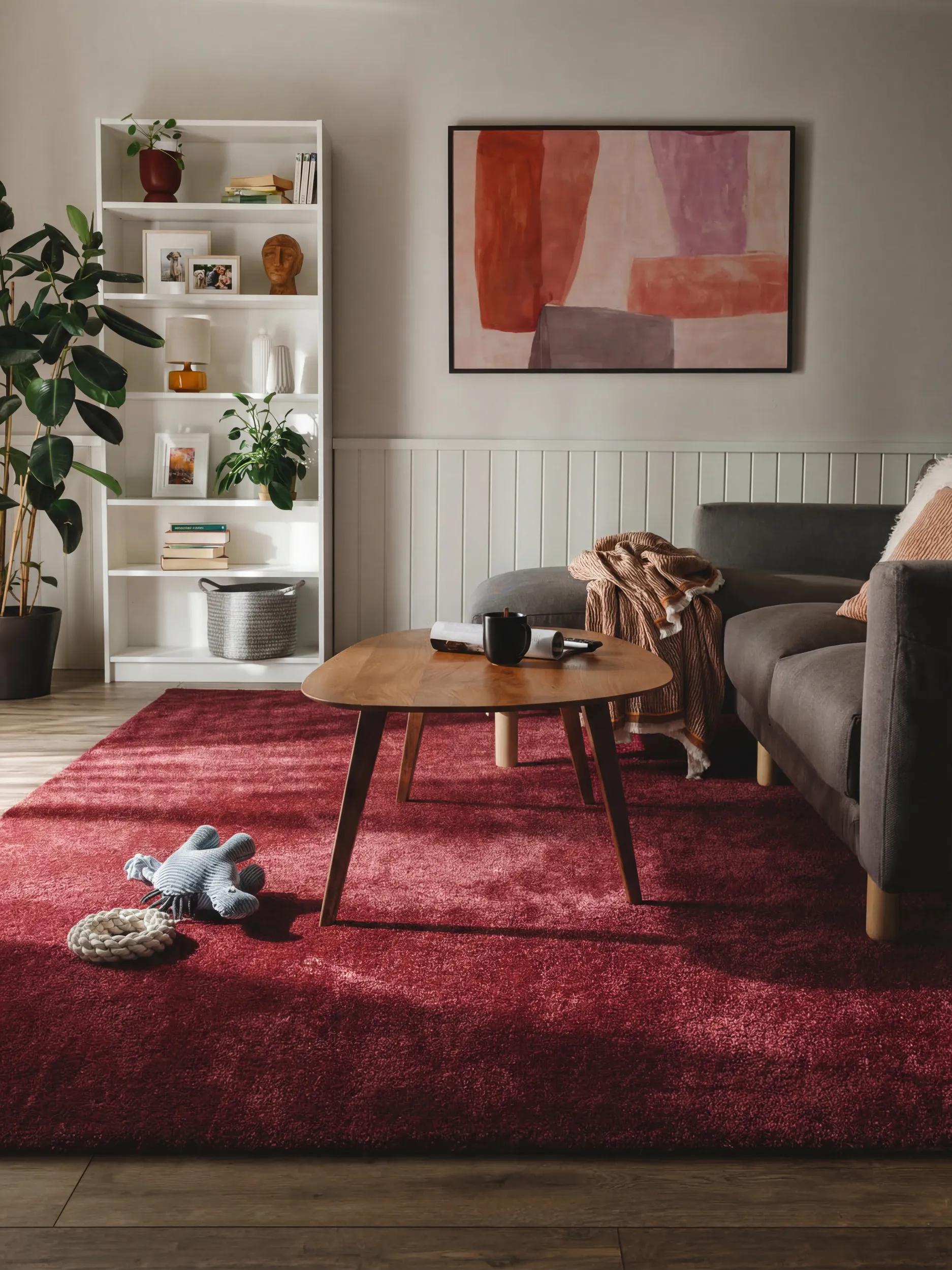 Washable Shaggy Rug Melvin Red