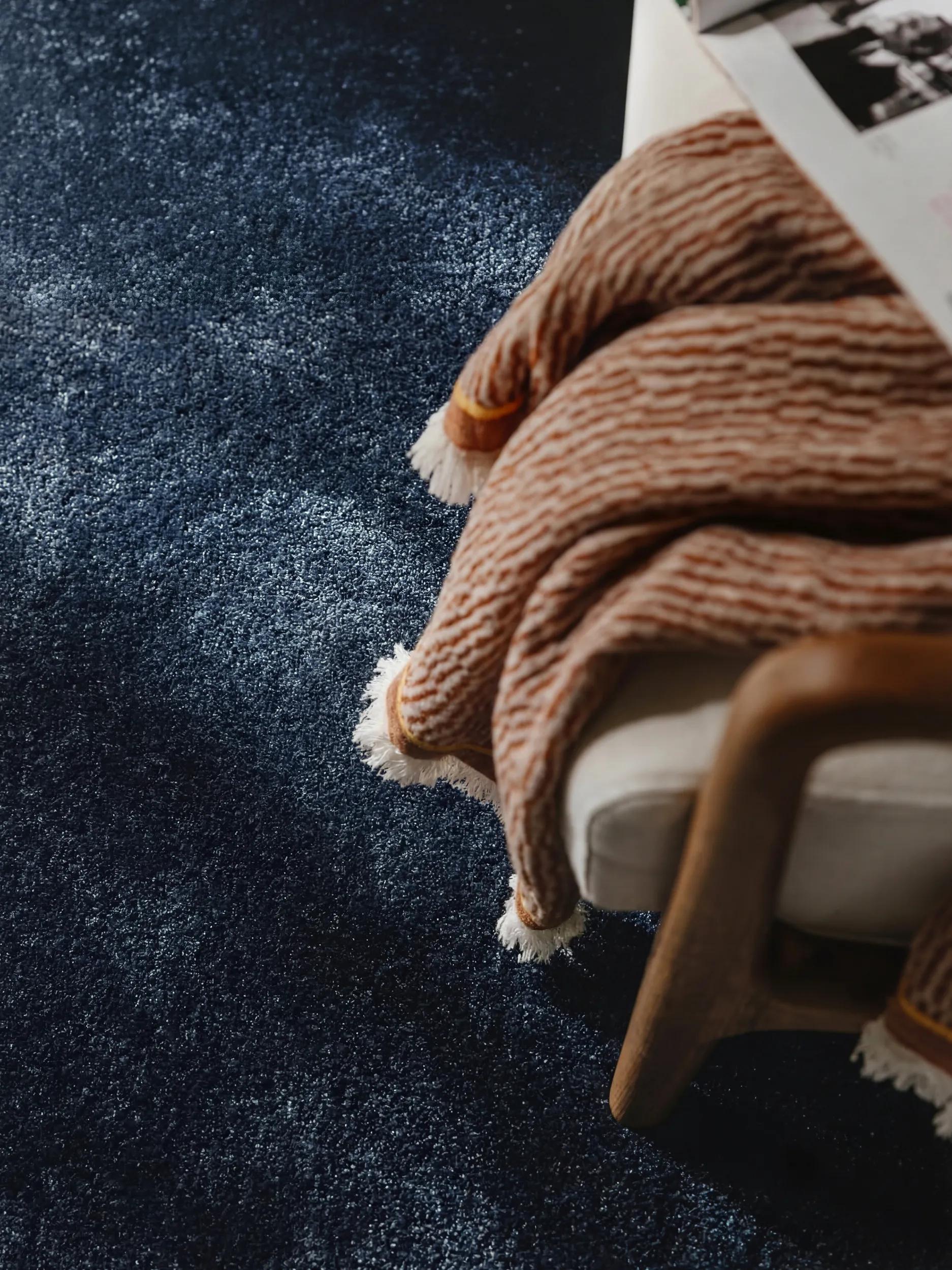 Washable Shaggy Rug Melvin Dark Blue