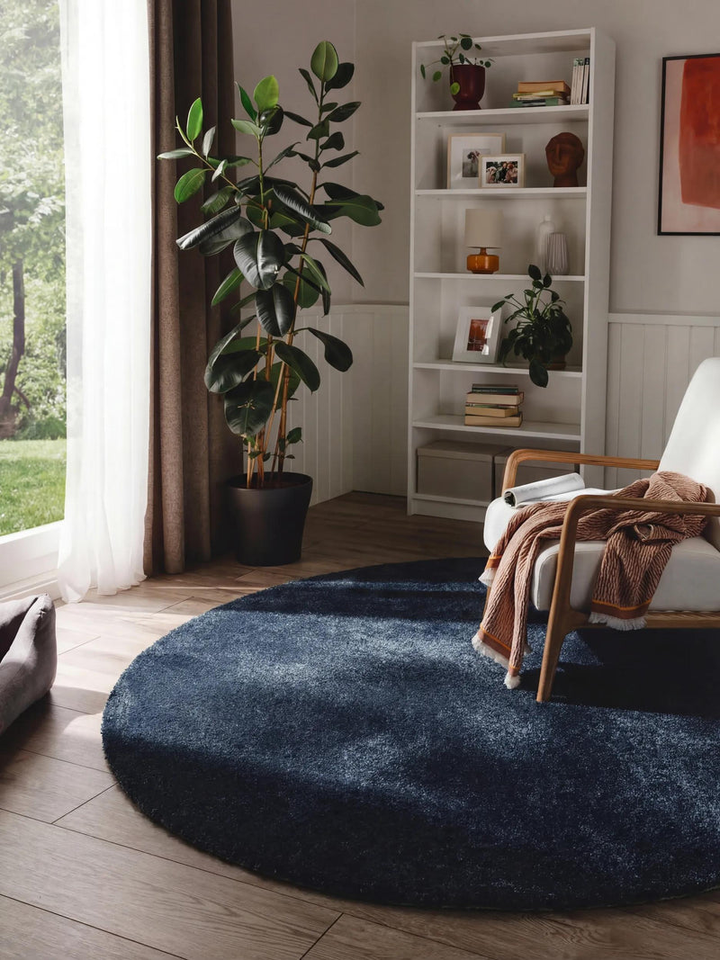 Washable Shaggy Rug Melvin Dark Blue