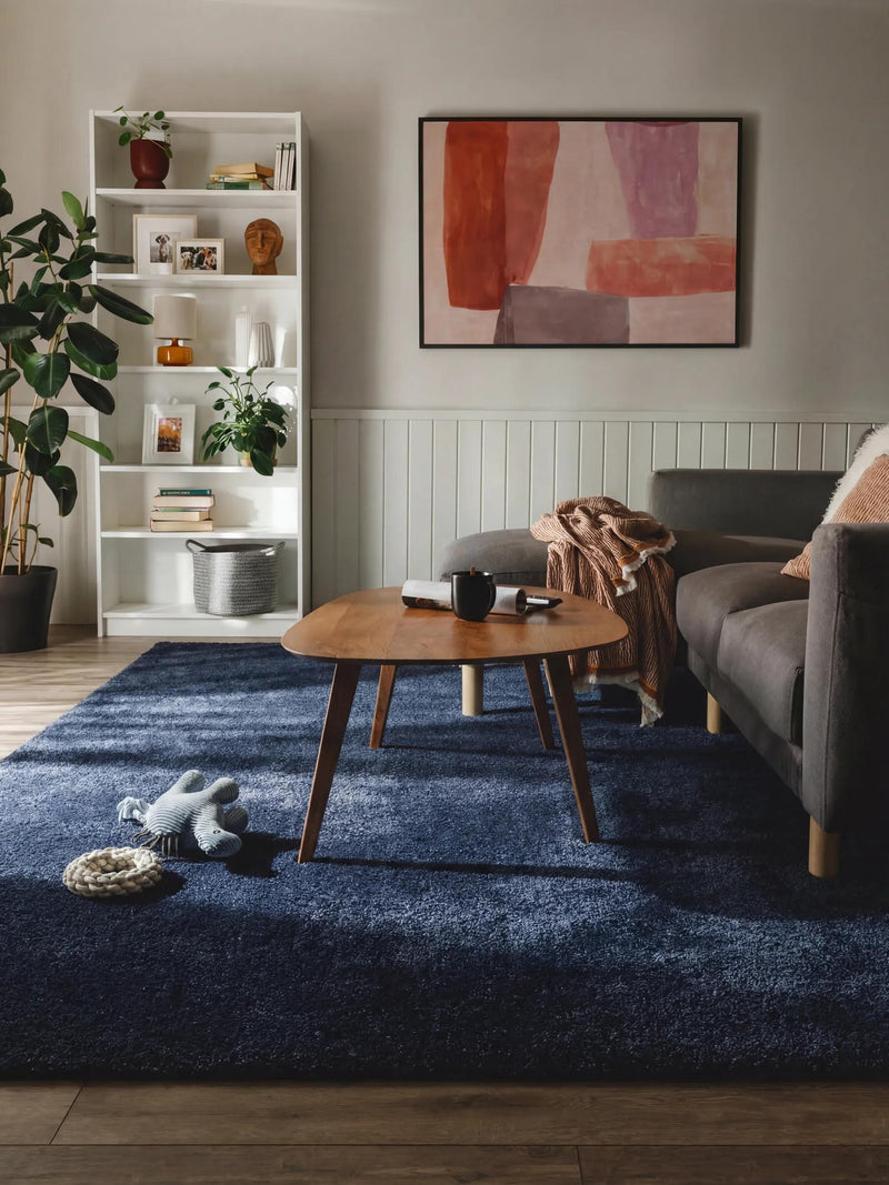 Washable Shaggy Rug Melvin Dark Blue