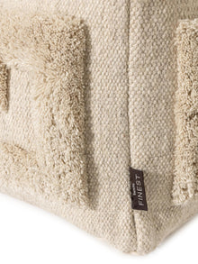 Handmade Wool Pouf Minos Cream
