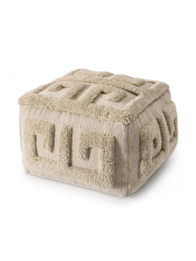 Handmade Wool Pouf Minos Cream