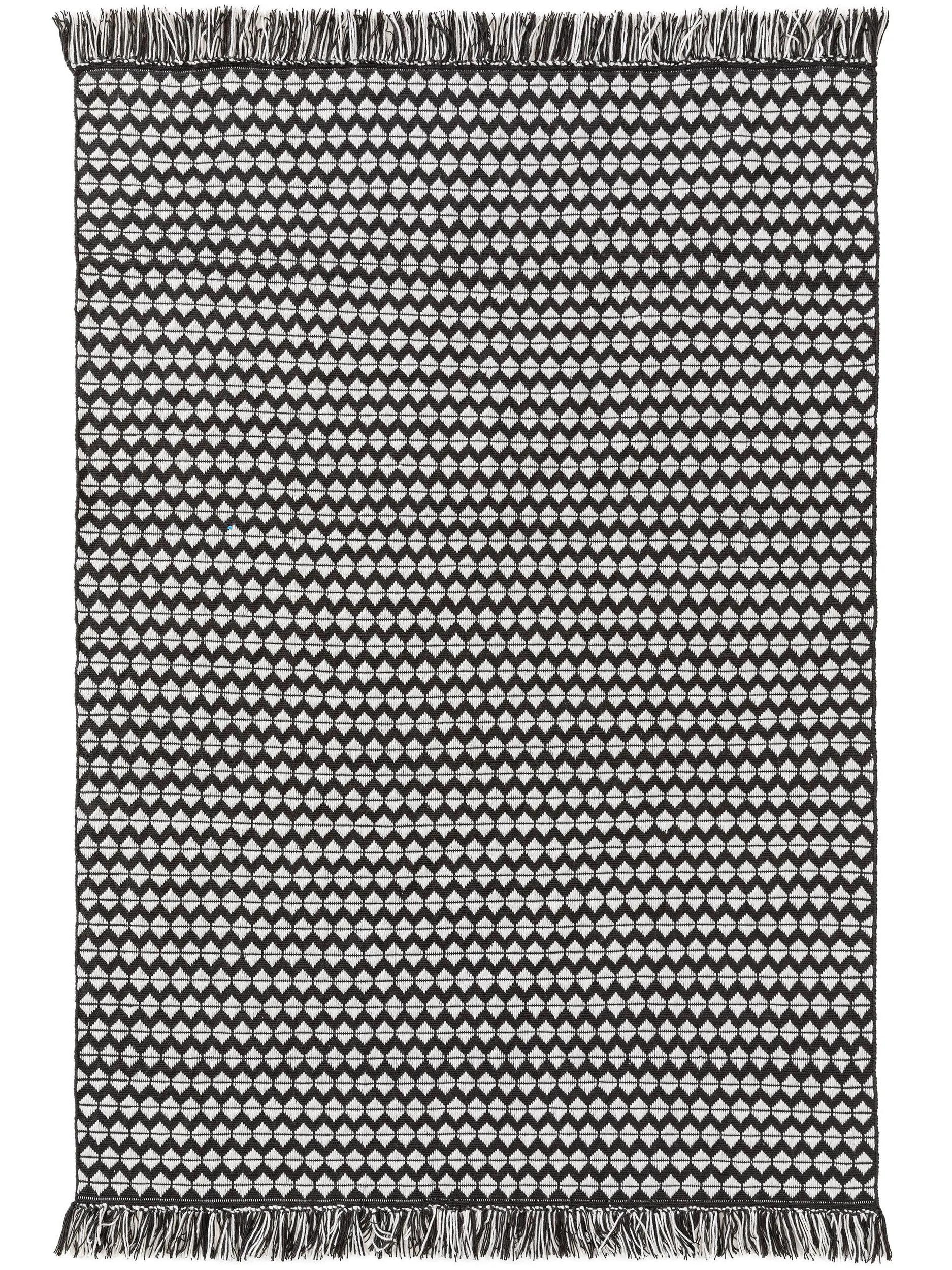 Tapis fabriqué à partir de matériau recyclé Morty Noir/Blanc