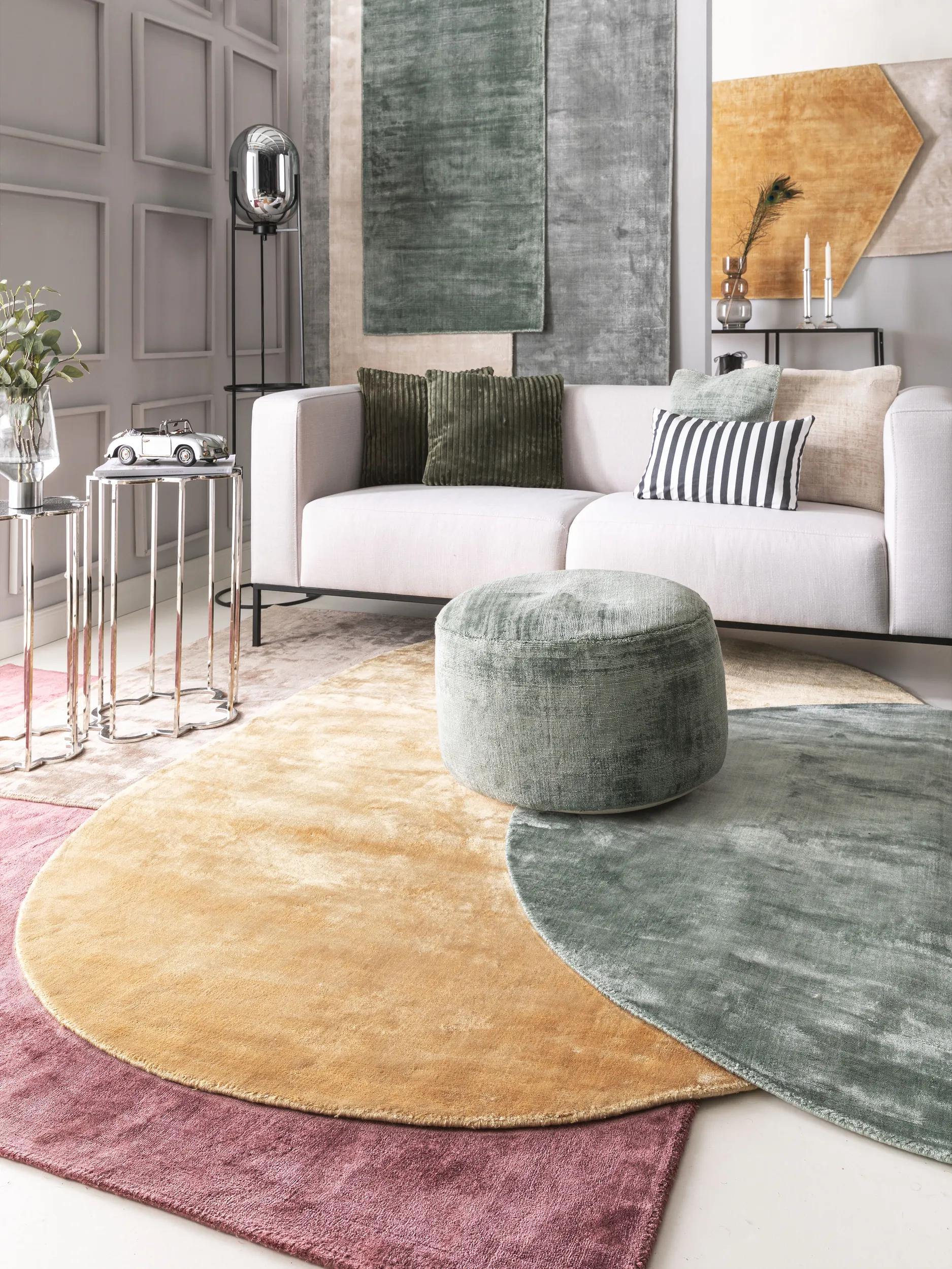 Viscose Rug Round Nela Light Blue