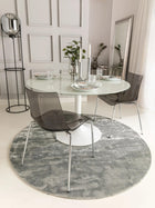 Viscose Rug Round Nela Light Blue
