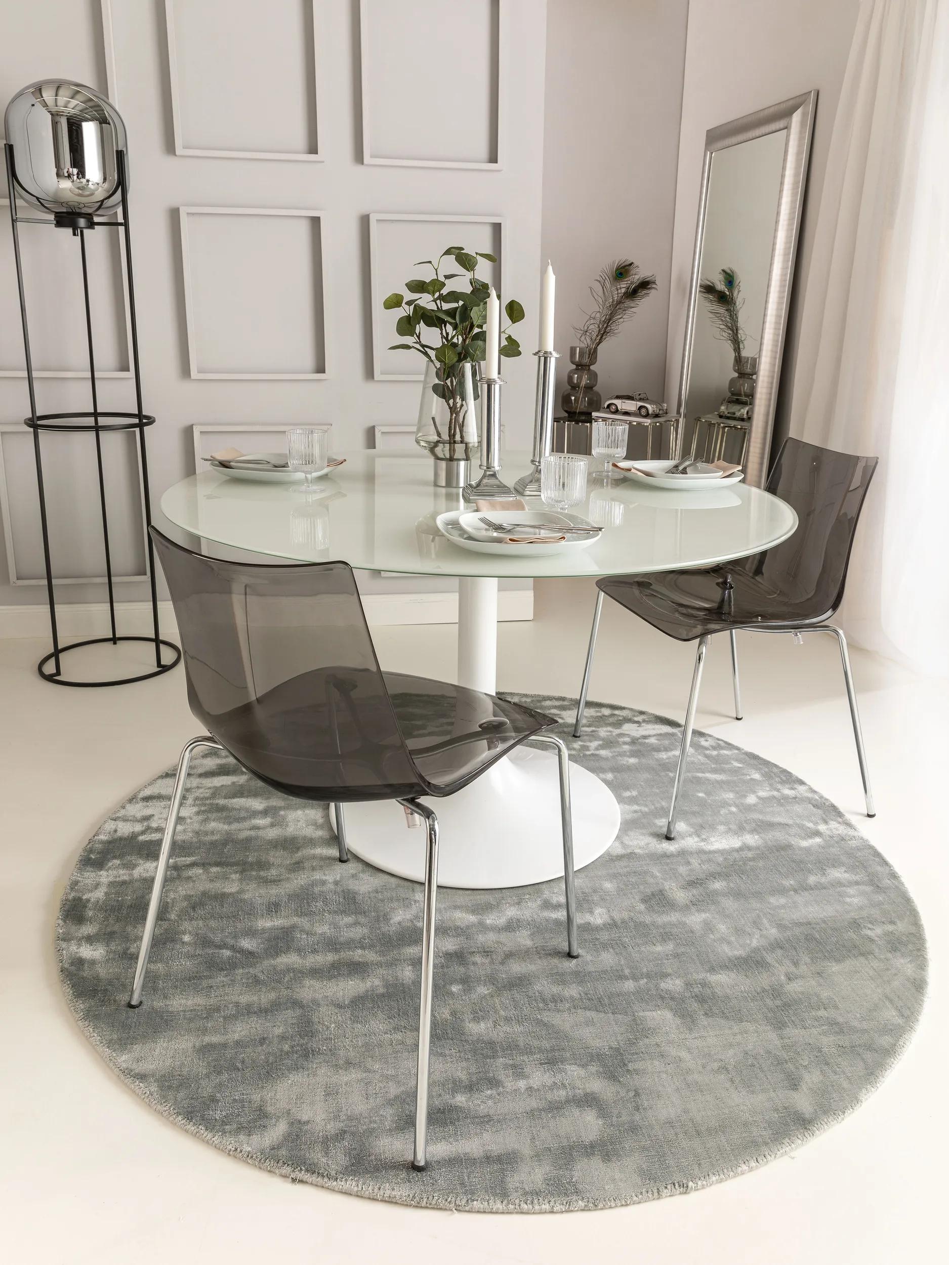 Viscose Rug Round Nela Light Blue