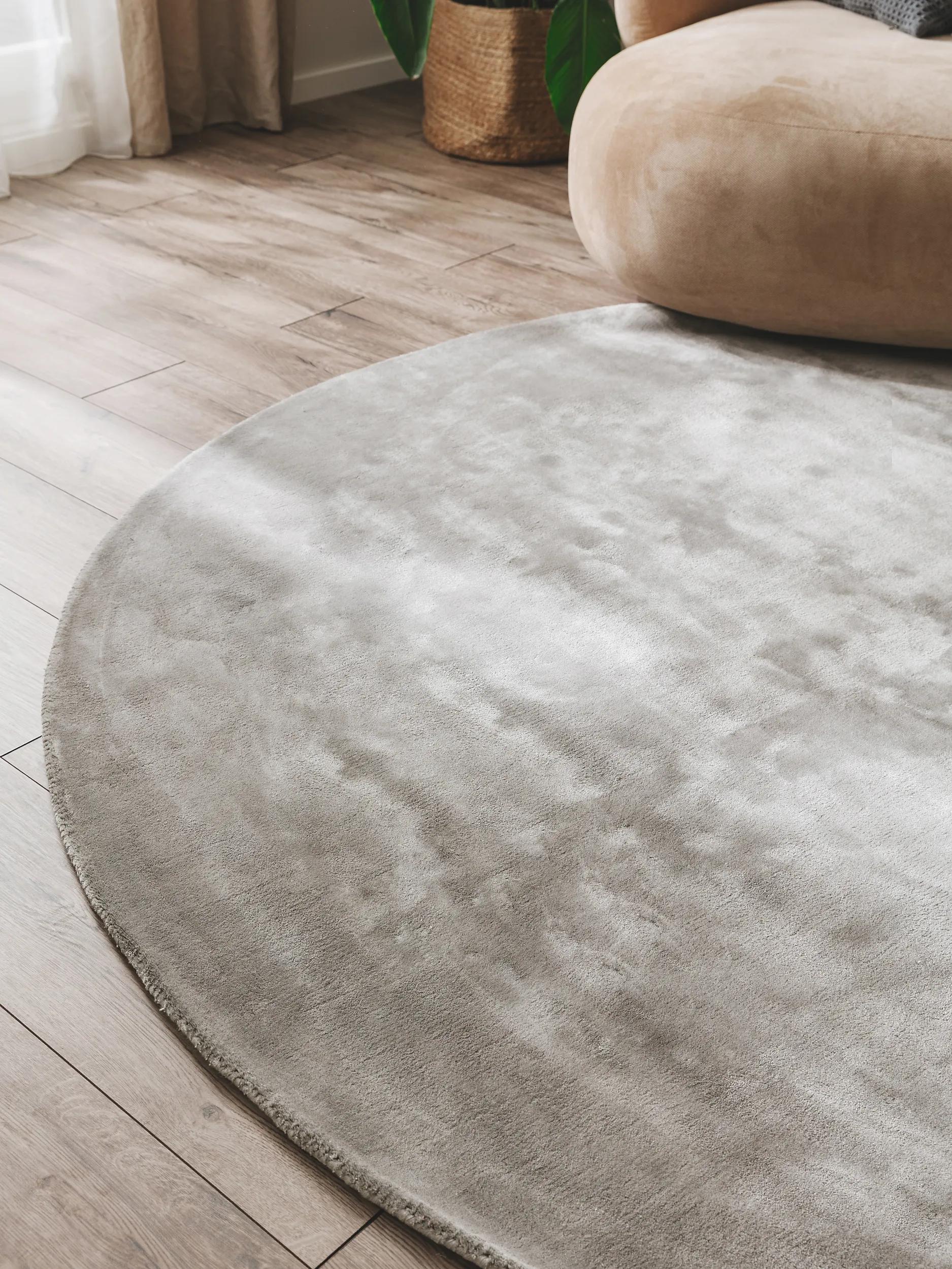 Viscose Rug Round Nela Grey