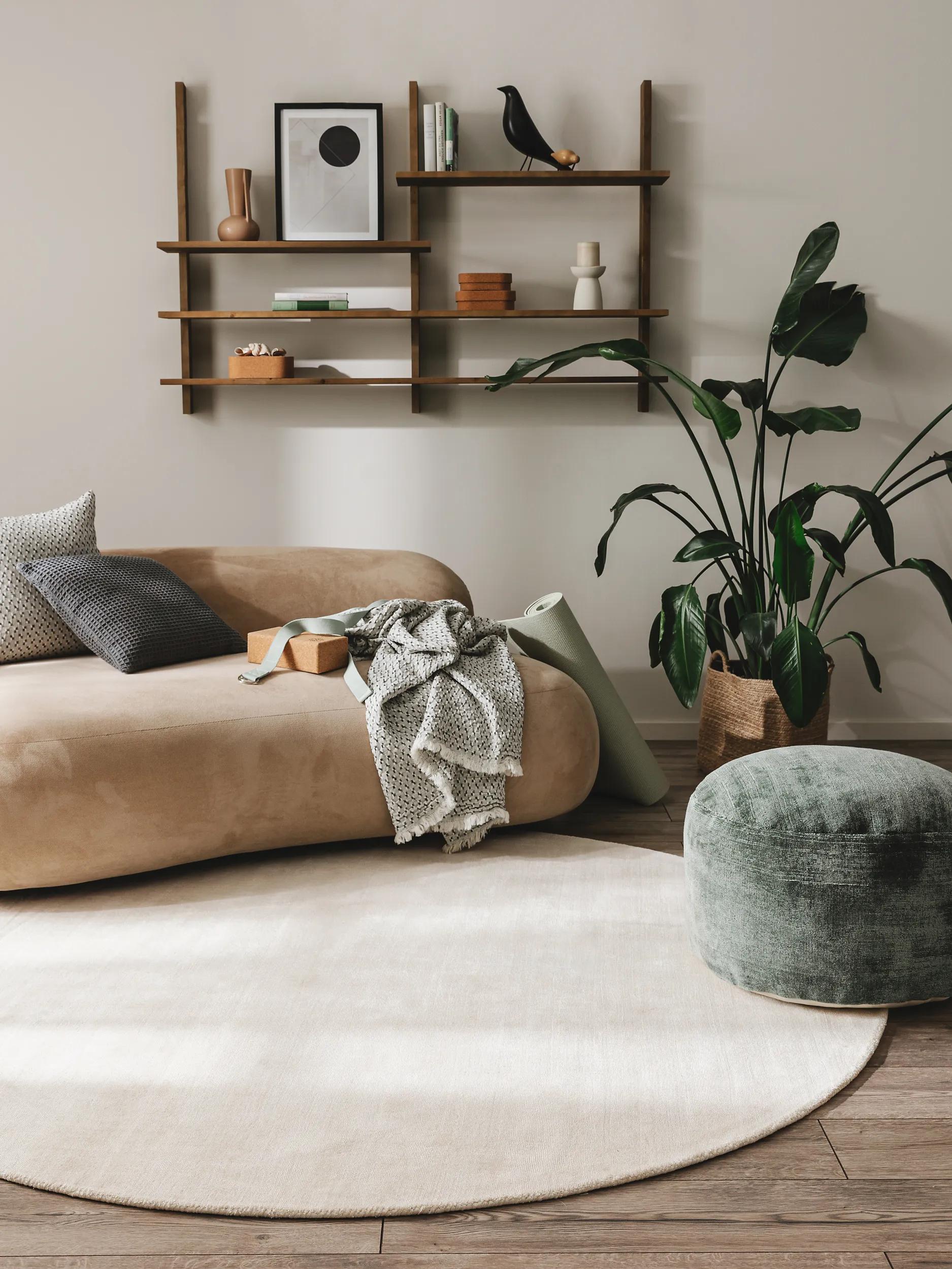 Tapis rond en viscose Nova crème