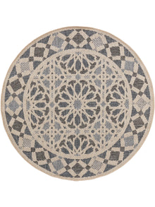 In- & Outdoor Round Rug River Beige/Blue