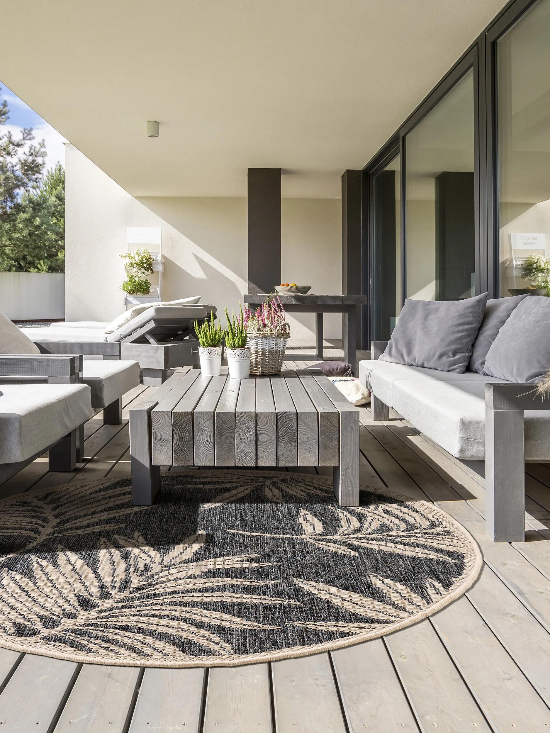 In- & Outdoor Round Rug River Blue