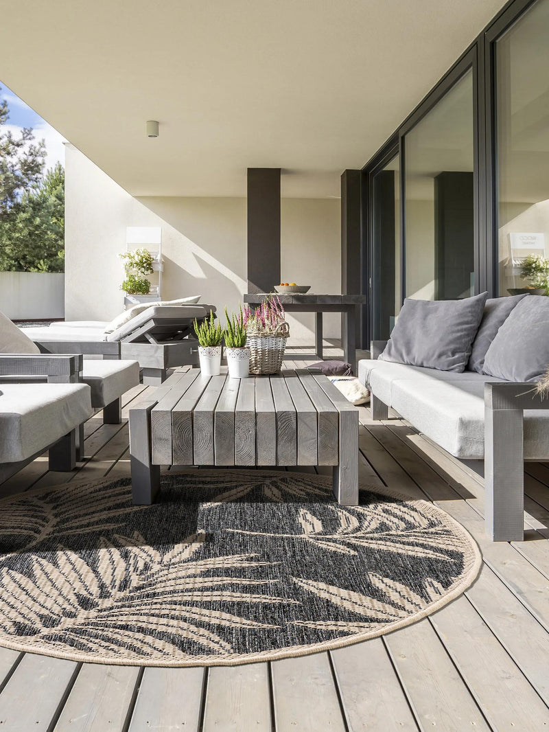 In- & Outdoor Round Rug River Blue
