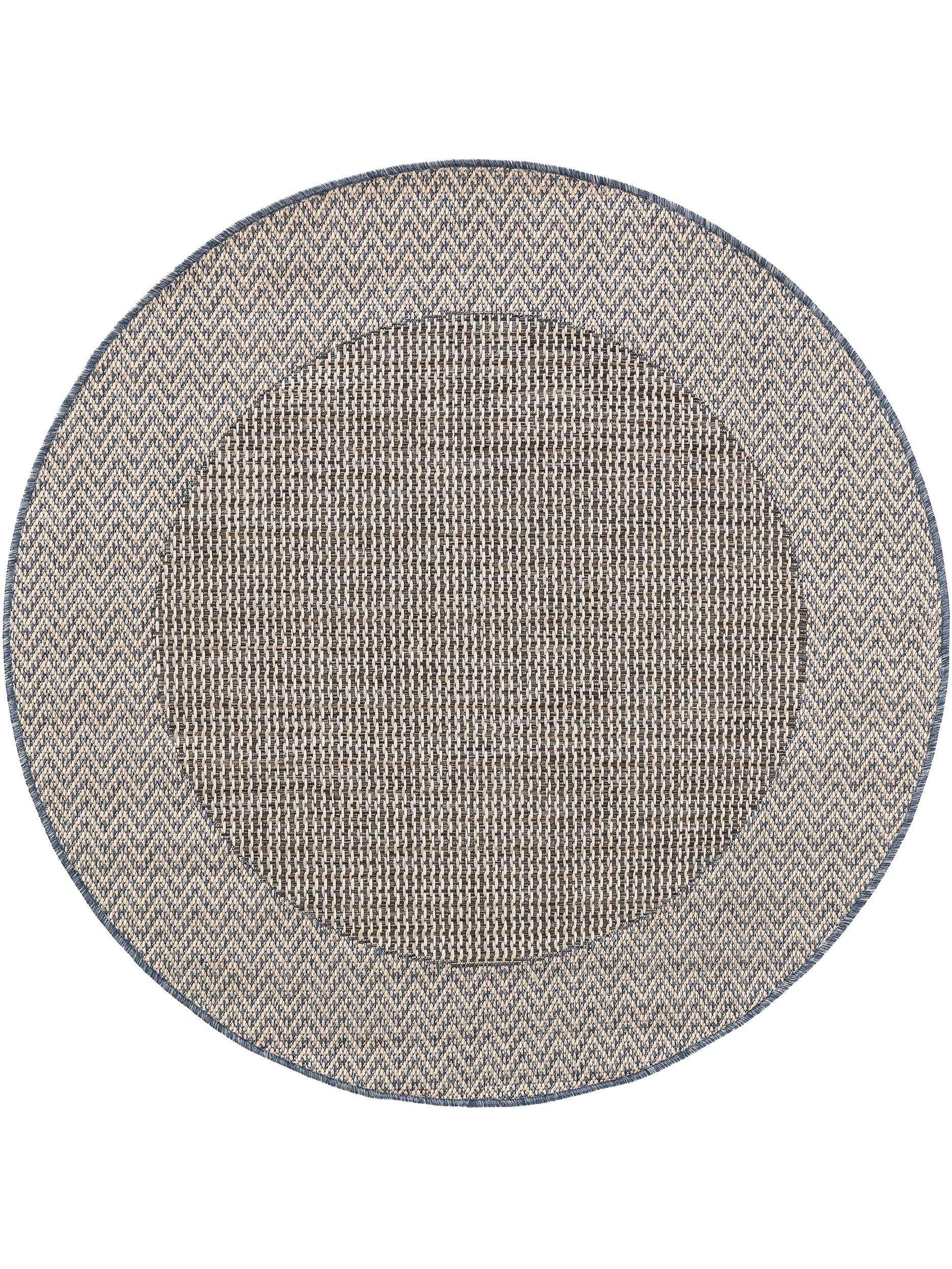 In- & Outdoor Round Rug River Beige/Blue