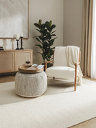 Handmade Wool Pouf Rocco Beige/Black