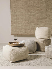 Handmade Wool Pouf Rocco White