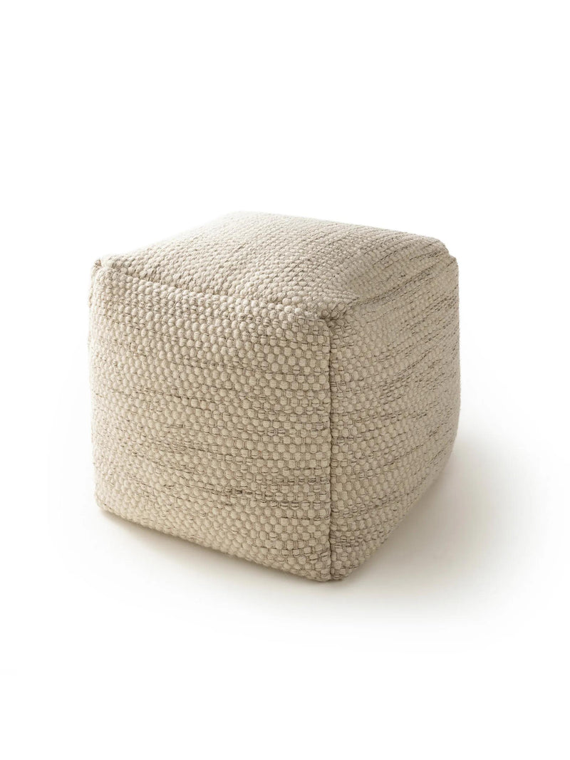 Handmade Wool Pouf Rocco Cream