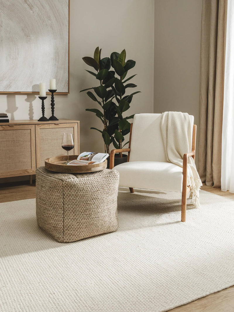 Handmade Wool Pouf Rocco Taupe