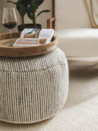 Handmade Wool Pouf Rocco Beige/Black