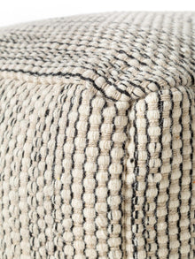 Handmade Wool Pouf Rocco Beige/Black