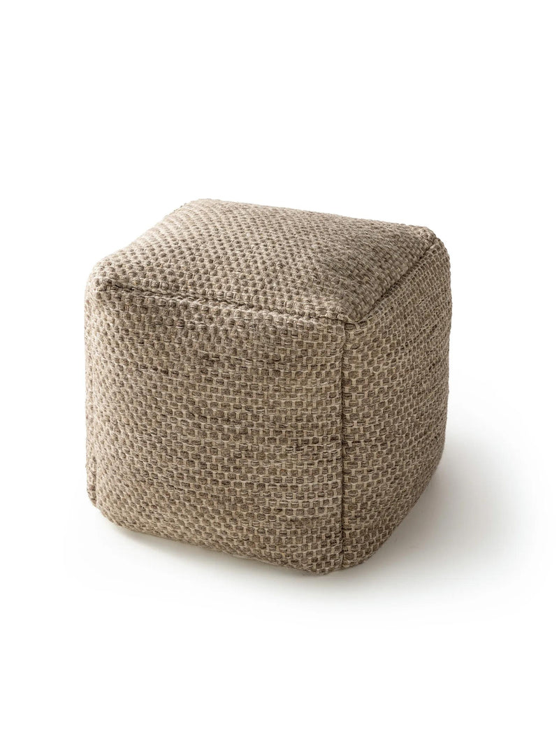 Handmade Wool Pouf Rocco Taupe
