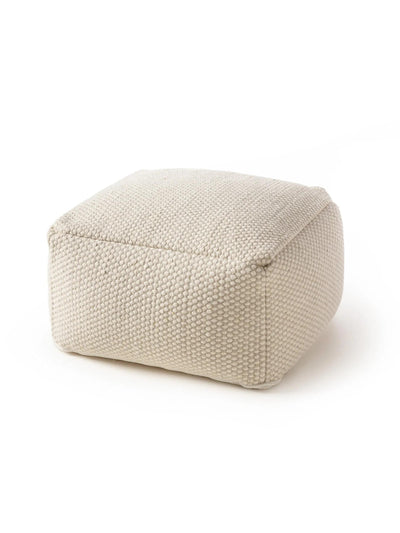 Handmade Wool Pouf Rocco White
