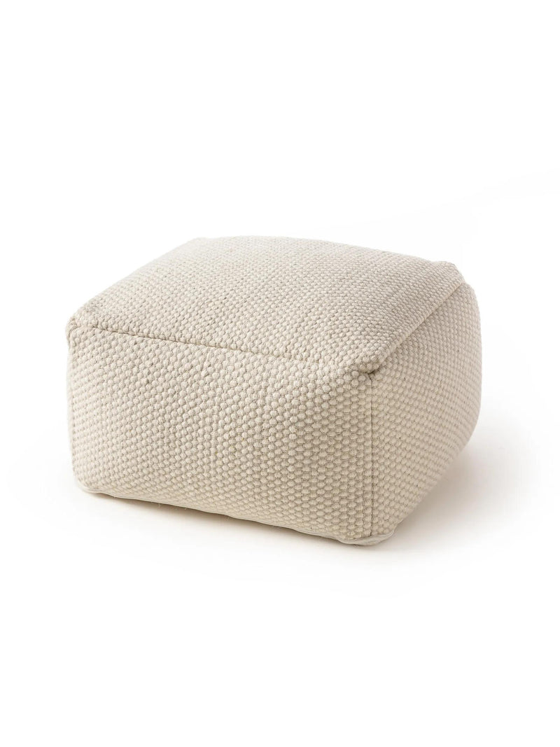 Handmade Wool Pouf Rocco White