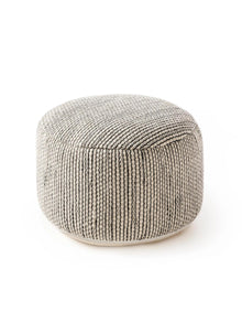 Handmade Wool Pouf Rocco Beige/Black