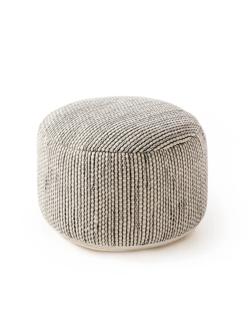 Handmade Wool Pouf Rocco Beige/Black