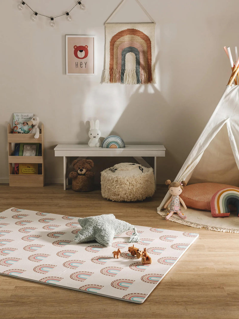 Tapis de jeu arc-en-ciel multicolore