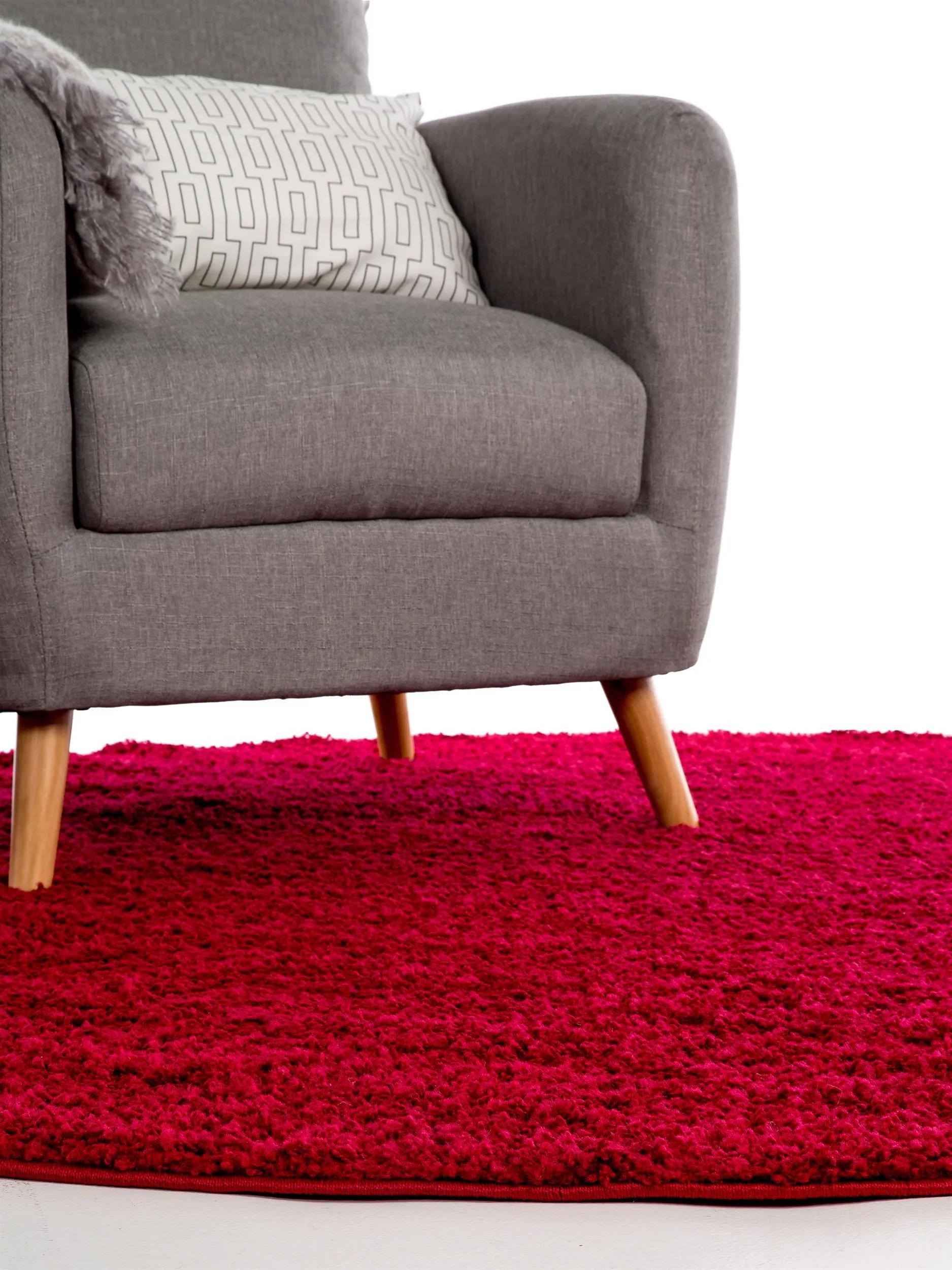 Shaggy rug Swirls Dark Red