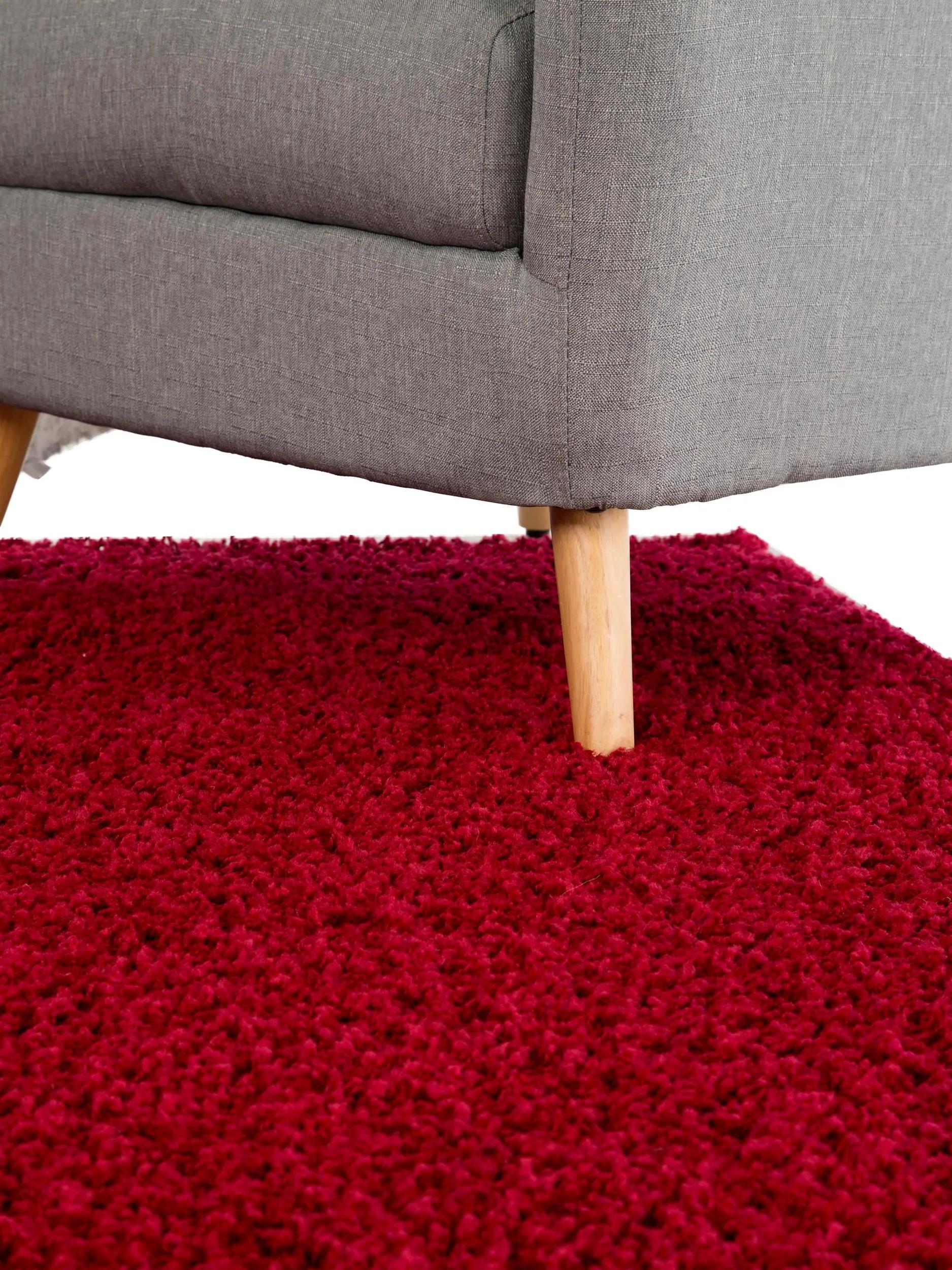 Shaggy rug Swirls Dark Red