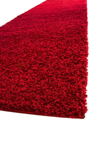 Shaggy rug Swirls Dark Red