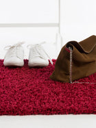 Shaggy rug Swirls Dark Red