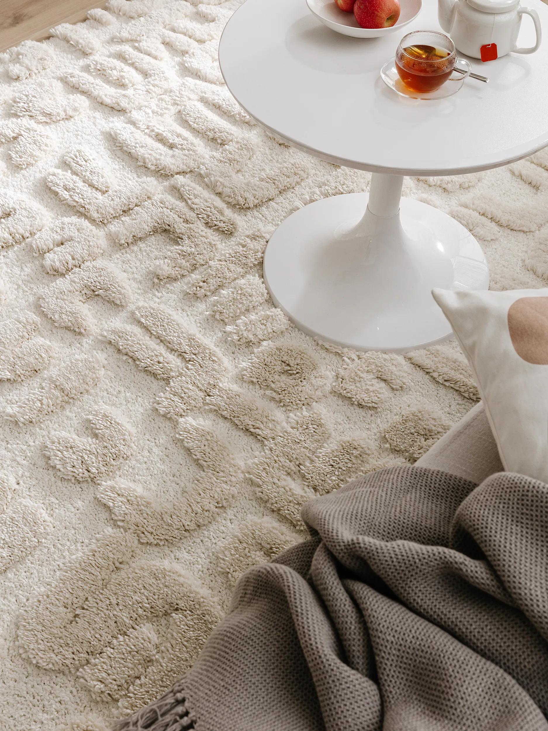 Tapis shaggy Tibo crème/beige