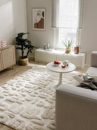 Tapis shaggy Tibo crème/beige