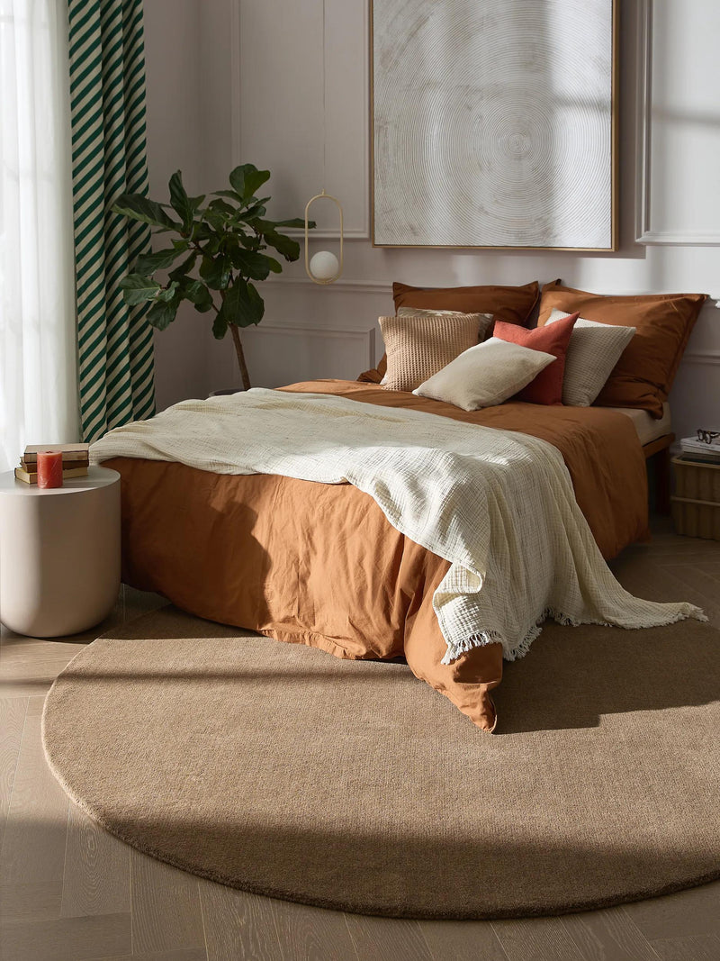 Round Wool Rug Vera Brown