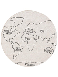 Kids rug World Map White/Black