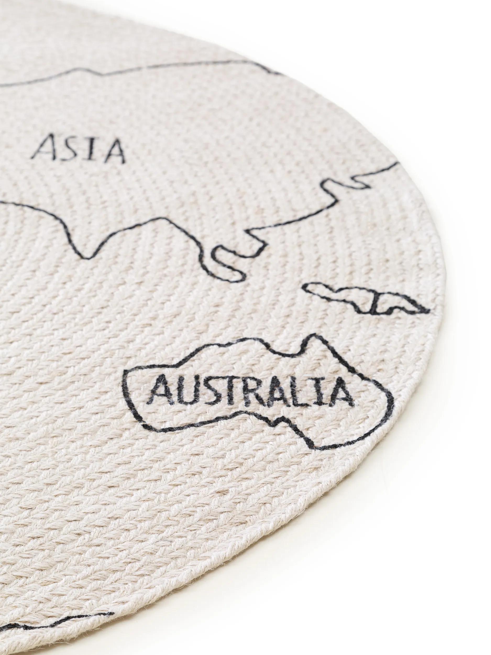 Kids rug World Map White/Black