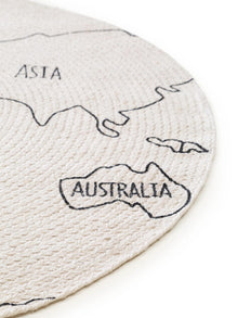Kids rug World Map White/Black