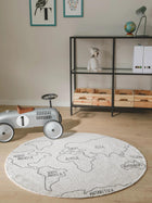 Kids rug World Map White/Black